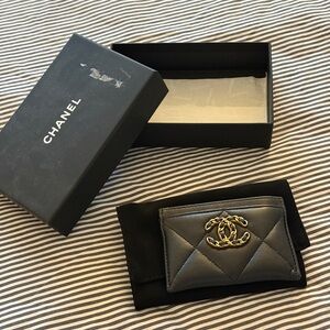 CHANEL Quilted Black Card Holder